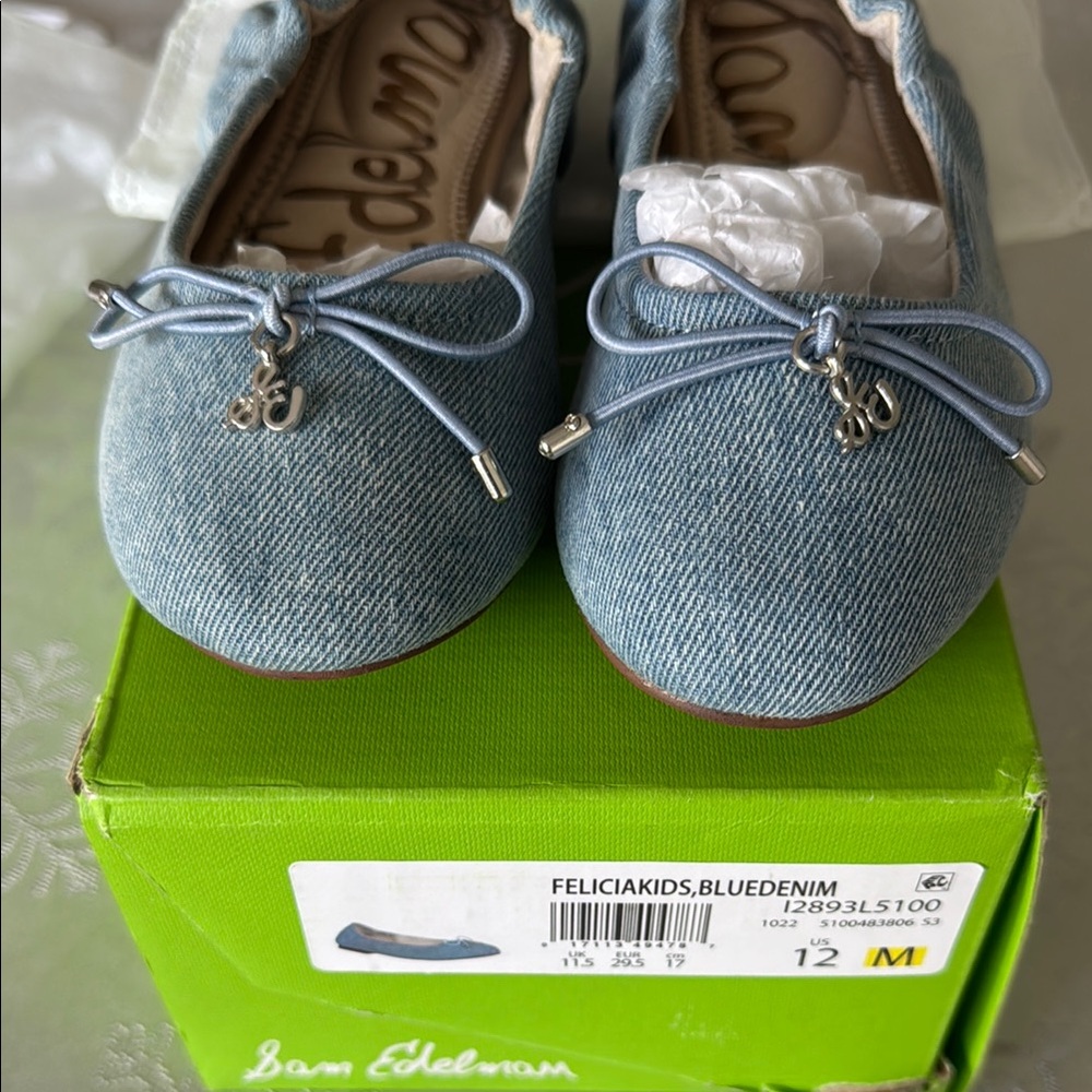 Sam Edelman Kids Blue Denim Ballet Flats size 12 M girls  FeliciaKids.